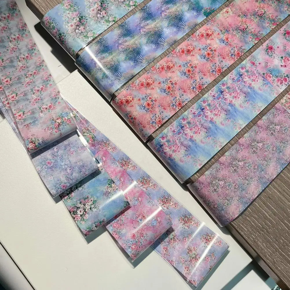 10 Rolls Flower Nail Foil Nails Art Design Stickers Decals Holographic Foils Paper Starry Sky Star Transfer Foil Nail Decoration Oasis Select