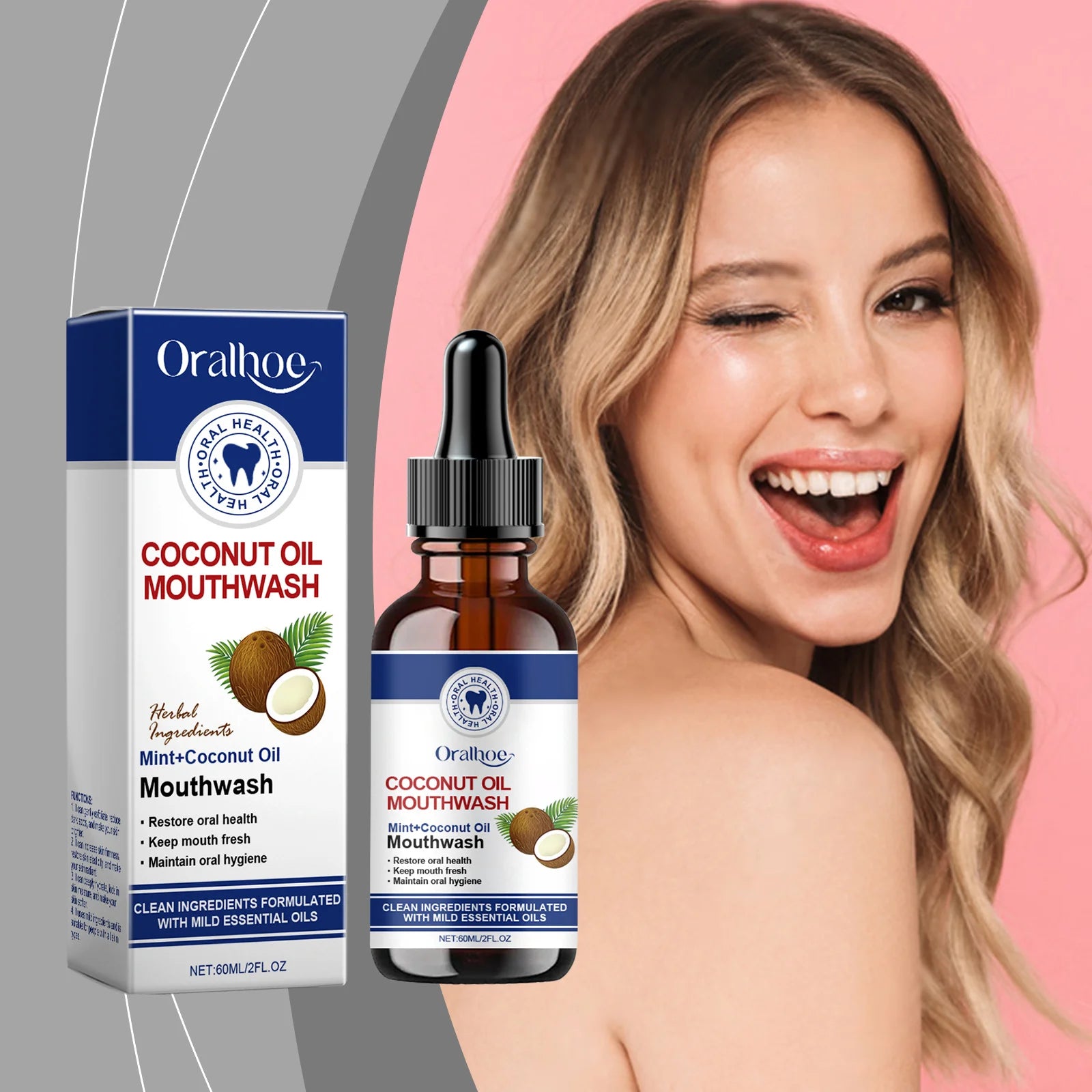 Oralhoe Coconut Oil Mouthwash – Whiten Teeth & Fresh Breath Whitening Mouthwash Oasis Select