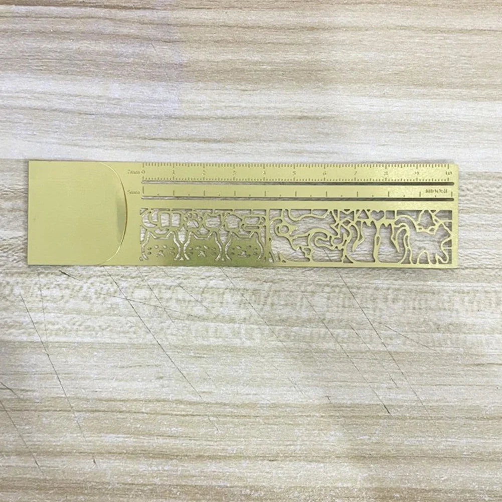 Cute Cat Hollow Metal Bookmark Ruler – Stencil & Journal Tool