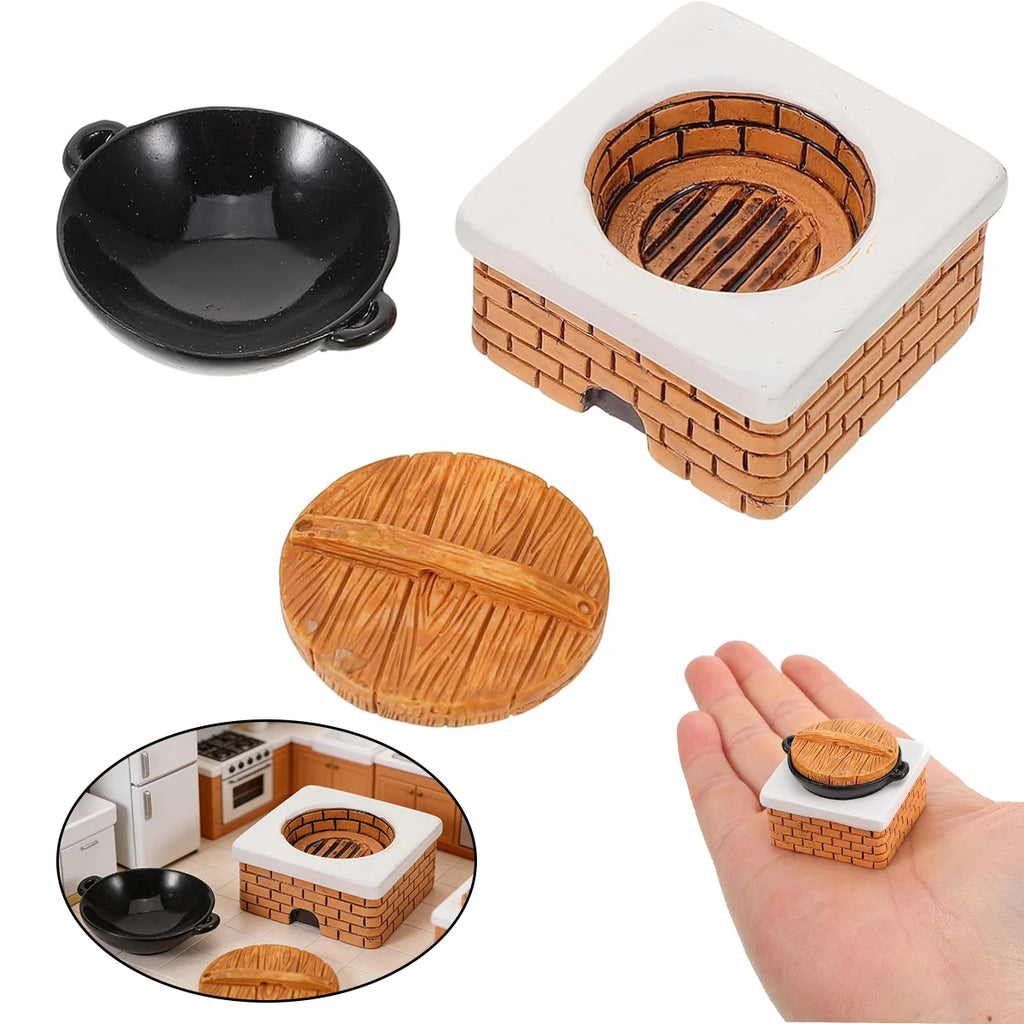 3 PCS Mini Kitchen Pot with Lid – Dollhouse Cookware for Stove, fairy garden paths,Micro Landscape & Diorama DIY Projects Oasis Select