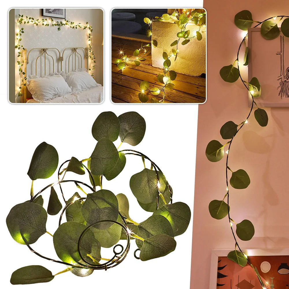 LED Eucalyptus Garland | Battery Fairy Light Vine – Fireplace Decor