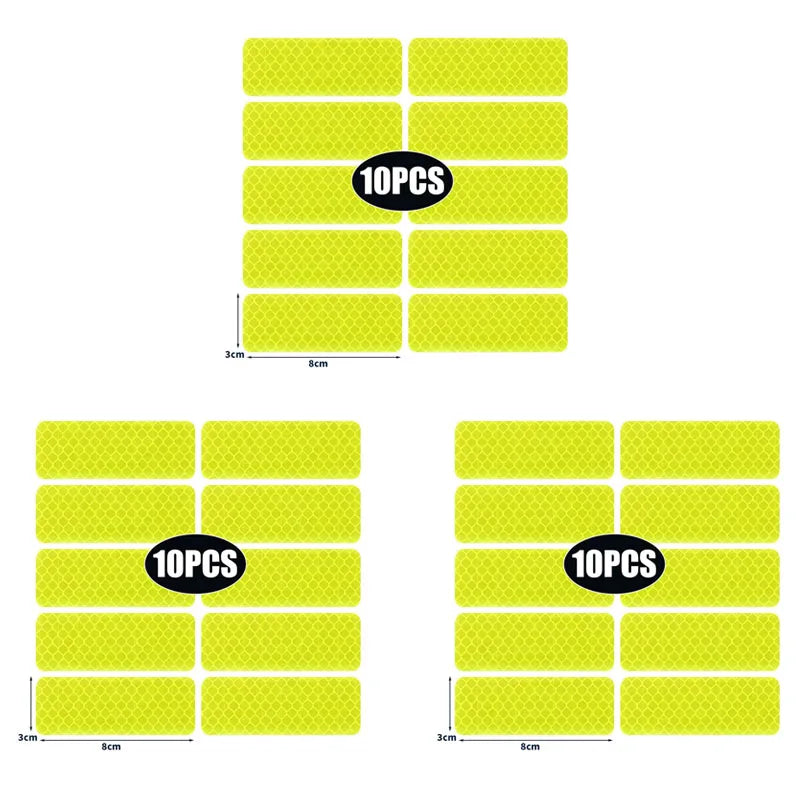 10/20/30pcs Reflective Strips Night Safety Warning Bicycle Motorcycle Stickers Motorbike Helemet Side Panels Decals Decoration Oasis Select 30pcs Yellow