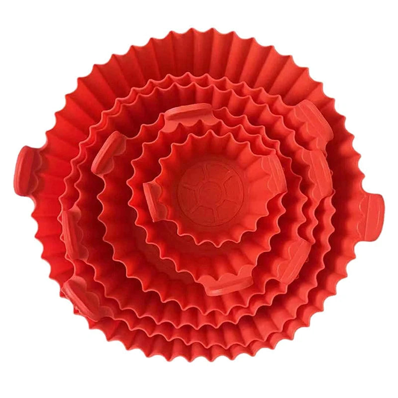 Air Fryer Silicone Tray Baking Mat Fried Basket Liner Pot Holder Grill Pan Replacement Bakeware Pizza Pan for Healthy Cooking Oasis Select Red