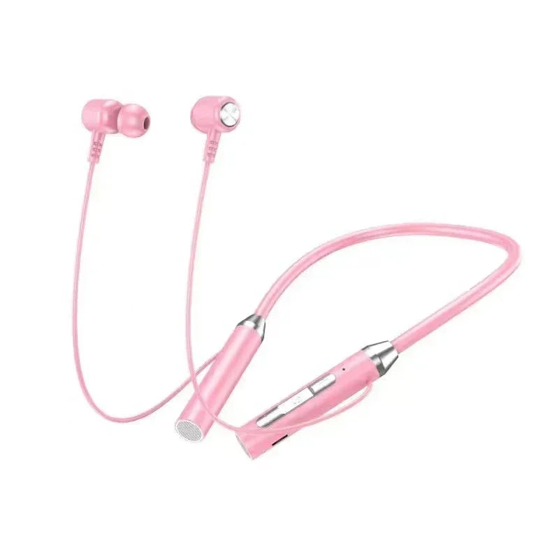 Wireless Headphones Bluetooth 5.0 Neckband Earphones Silicone Hifi 9D Stereo Sports Headset Halter Waterproof Magnetic Earbuds Oasis Select Pink