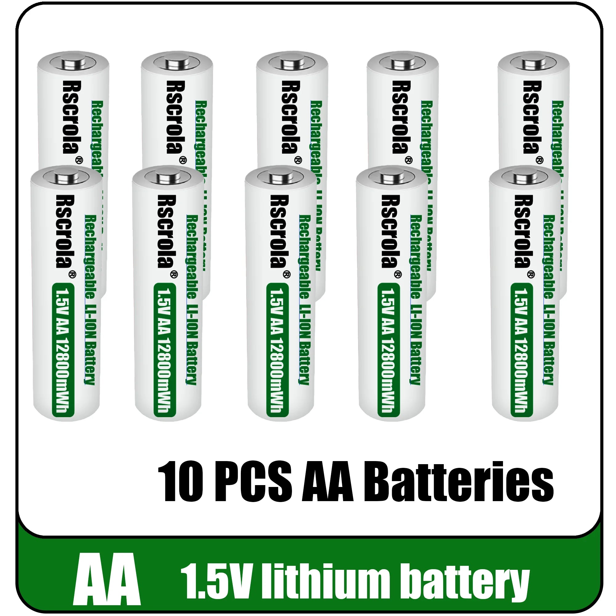 Universal Rechargeable 1.5V AA 12800mWh Lithium ion Battery Fast charging with Charger for Camare Clock Mouse Fan Electric Toys Oasis Select 10 PCS Batteries