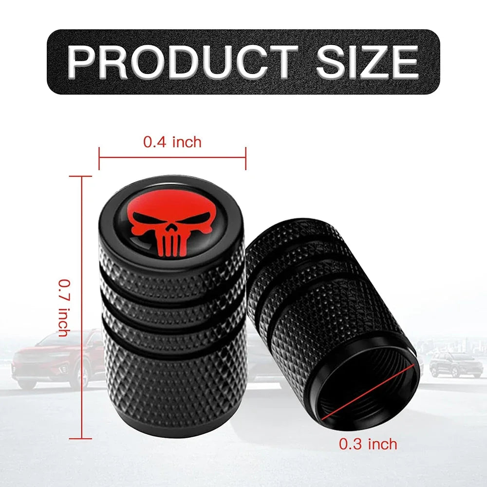4Pcs Skull Tire Valve Stem Caps Car Tire Decoration, Car Exterior Replacements, Universal for Most Cars Oasis Select