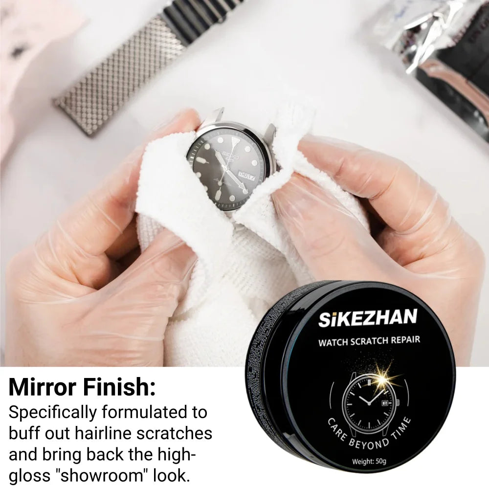 Expert Watch Polish Cream Scratch Remover Kit with Cloth for Stainless Steel Gold Silver Metal Jewelry Mirror Finish Repair Tool Oasis Select