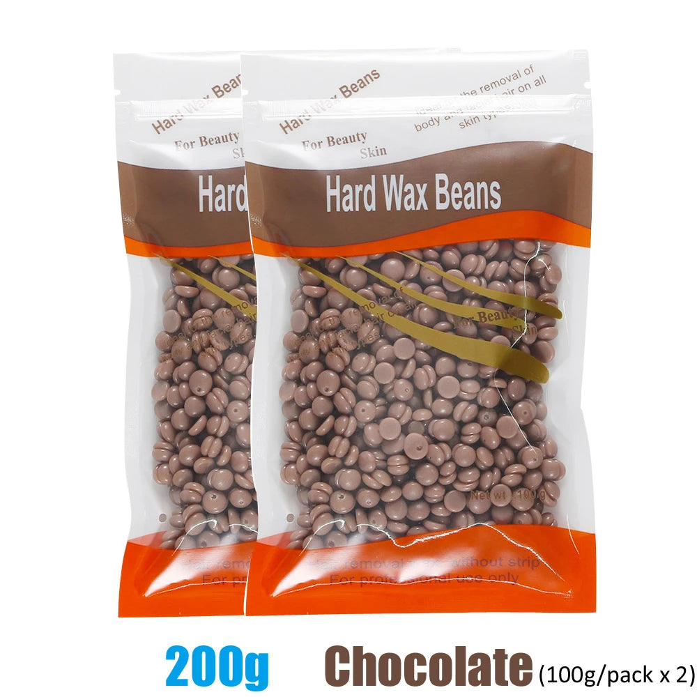 2026 Hard Wax Beans 50/200/500g for Wax Heater Painless Depilatory Body Hair Removal for Bikini Area Face And Body Oasis Select 200g-Chocolate