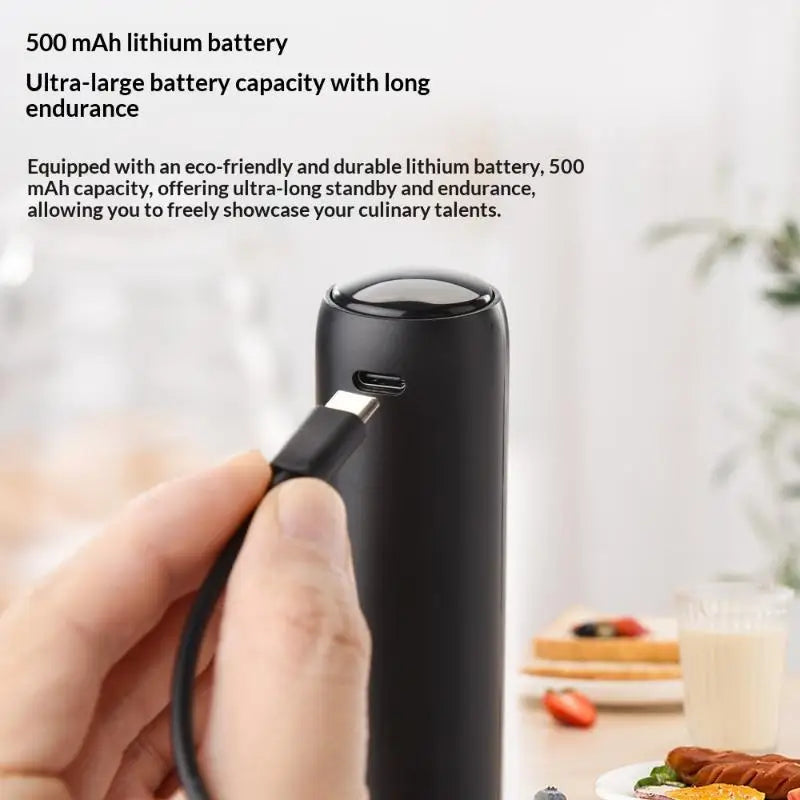 USB Rechargeable Electric Milk Frother Detachable Head Easy Clean for Latte Cappuccino Coffee Home Kitchen Gift Oasis Select
