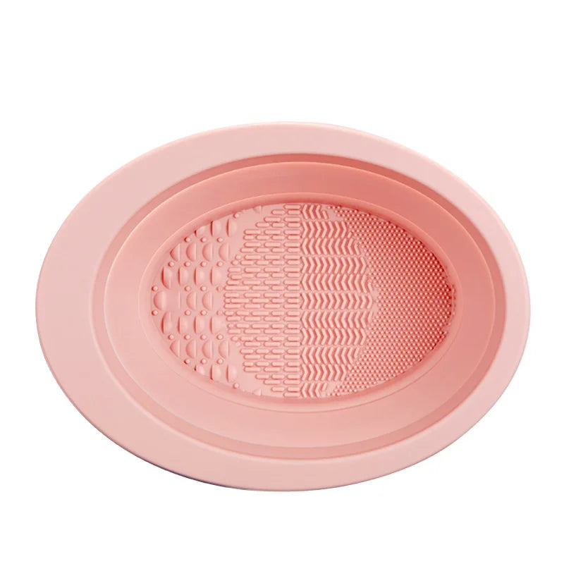 Makeup Brush Cleaner Cleaning Bowl Brush Tool Set Thorough Cleaning Without Hurting Bristles Wet & Dry Powder Puff Dry Cleaner Oasis Select GJ07-Pink