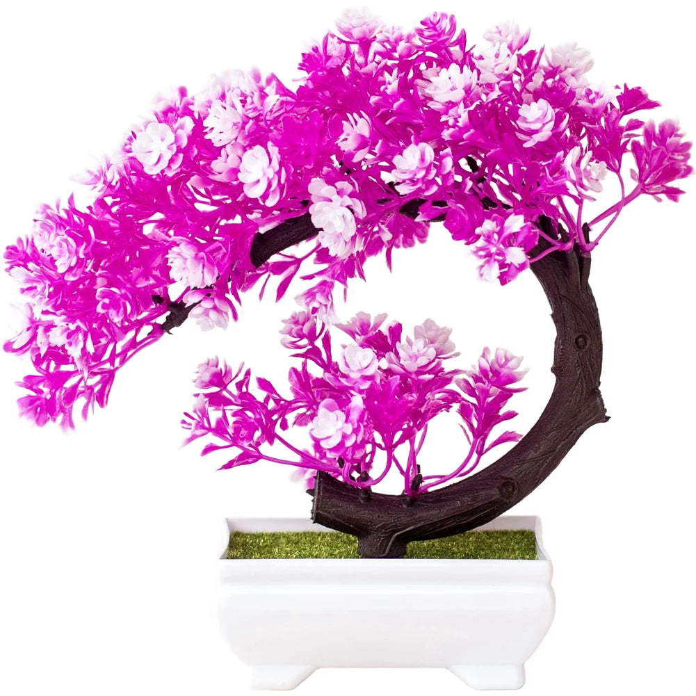 Artificial Tree Bonsai Simulation Plants Pot Plants Small Tree Grass Flower Potted Home Decor Wedding Table Centerpiece Oasis Select Red Lotus
