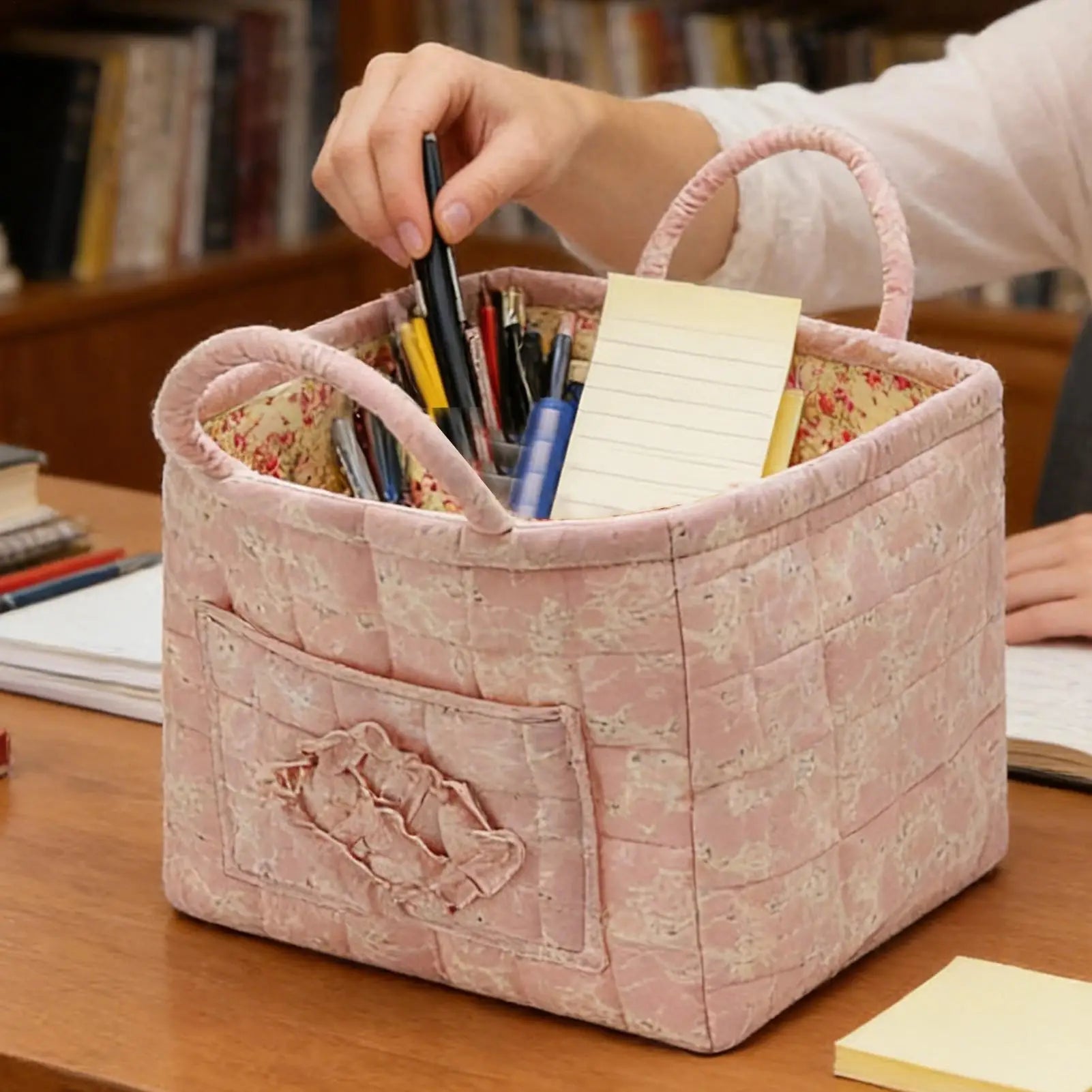 Floral Storage Basket Boho Quilted Tote Storage Organizer Basket For Snack Clothes Toys Foldable Storage Basket Organizer Oasis Select