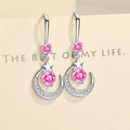 Star & Moon Dangle Earrings | Crystal Drop Pink Blue White Fashion Drop Earrings Oasis Select Imitation Platinum Pink diamond