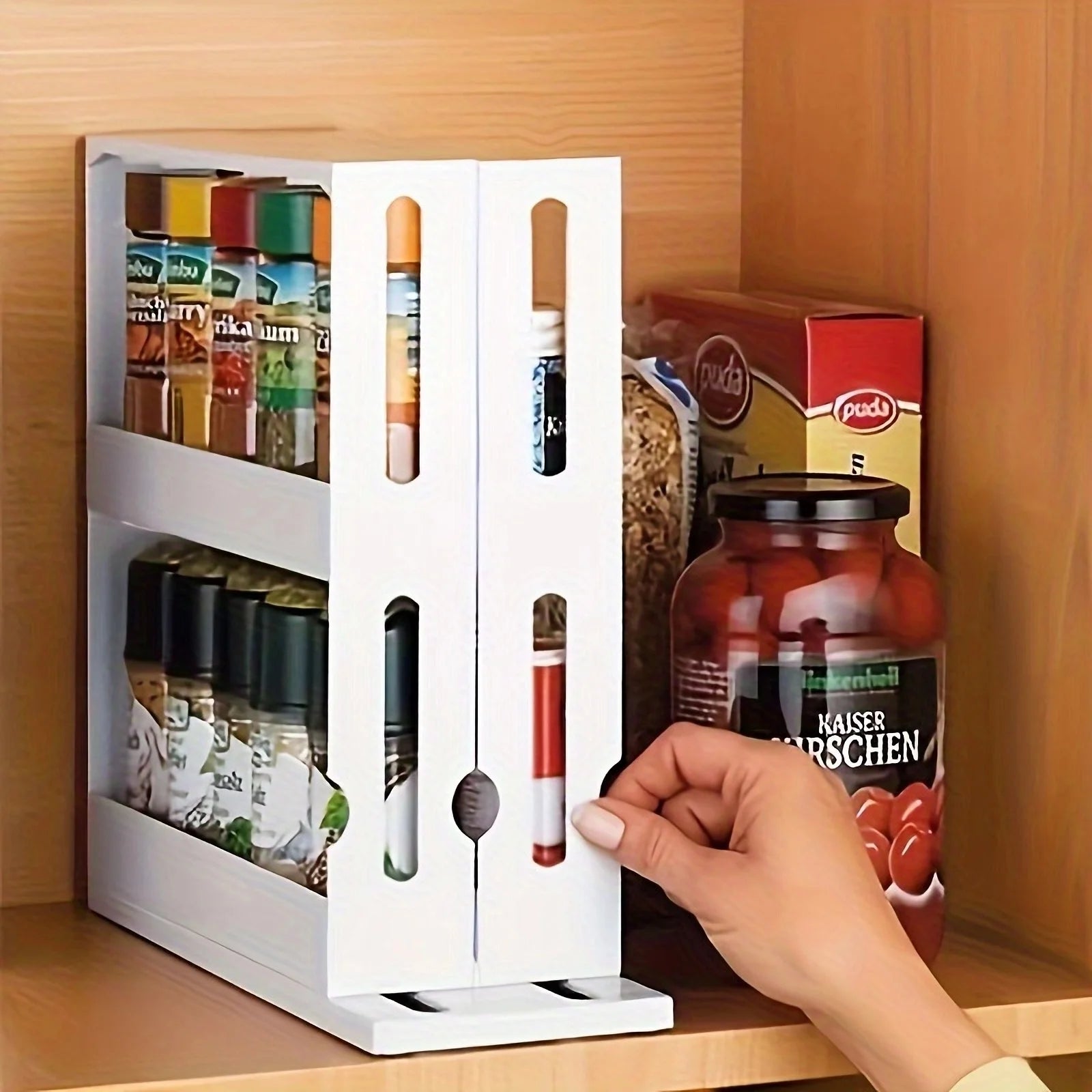 1 PC spice storage rack,90 degree swivel item storage rack, countertop 2 tier storage rack,small storage and organizer rack Oasis Select