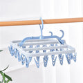 32 Clips Folding Clothes Dryer Hanger Windproof Socks Underwear Drying Rack Household Children Adults Storage Laundry Rack Oasis Select Blue white