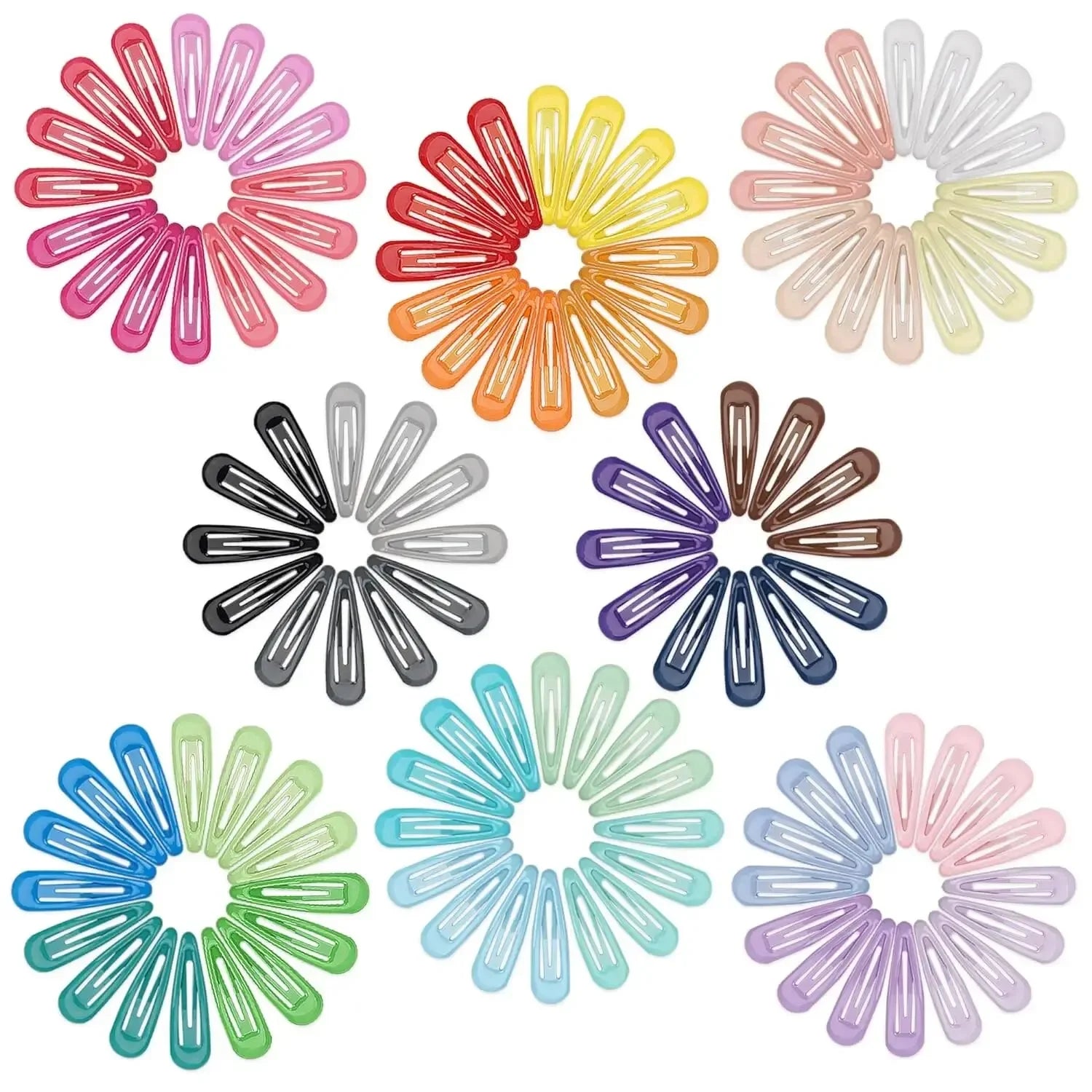 50 PCS Snap Hair Clips – No-Slip Textured Alloy Grip, Candy & Pastel Glossy Colors for Everyday Styling Oasis Select