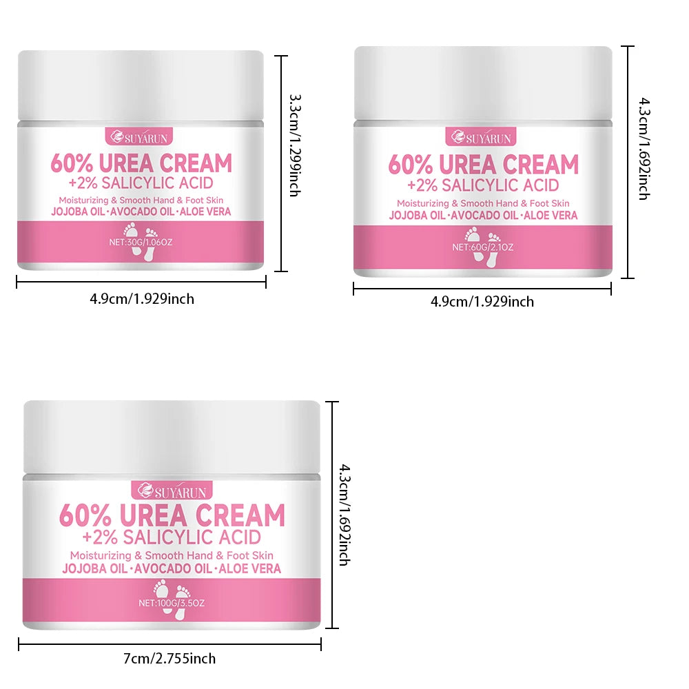 SUYARUN 60% Urea Foot Cream for Cracked Heels & Dry Skin - Intensive Moisturizing Treatment, Callus Remover, Diabetic Foot Care. Oasis Select