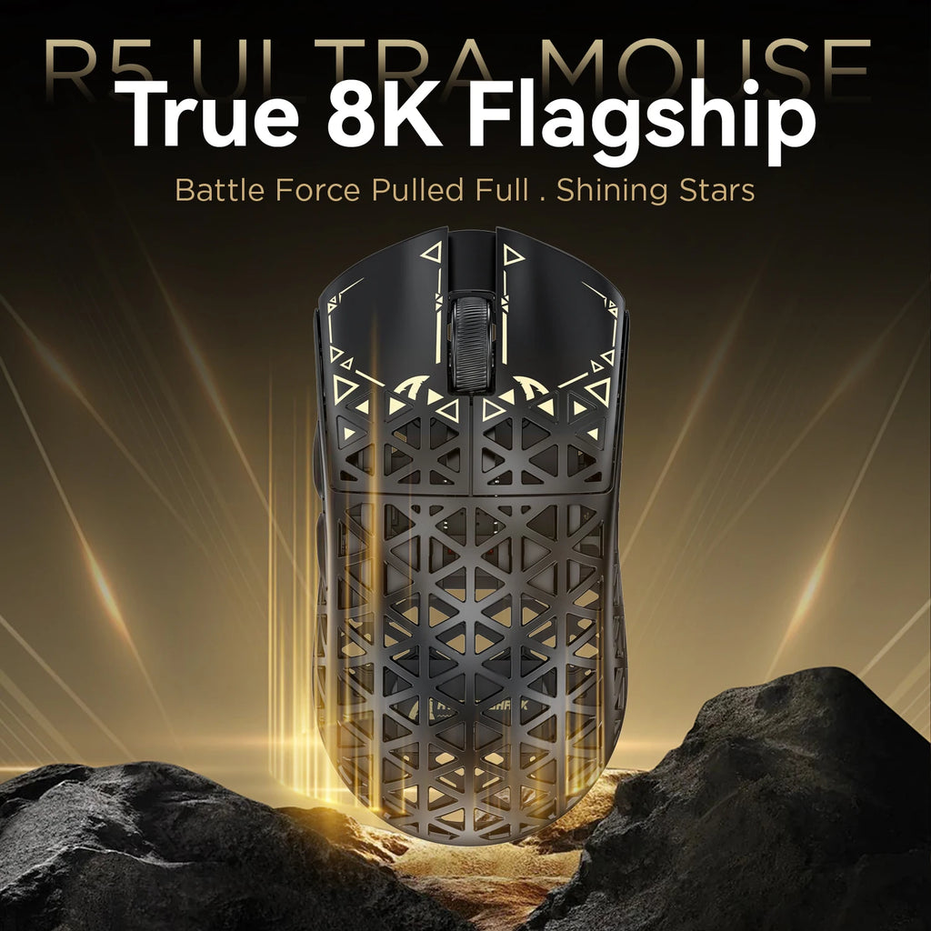 Attack Shark R5 Ultra Gaming Mouse 42g Carbon Fiber, 42000DPI, 8K Wireless, PAW3950MAX Sensor, Nordic52840, OMRON 100M Switches Oasis Select