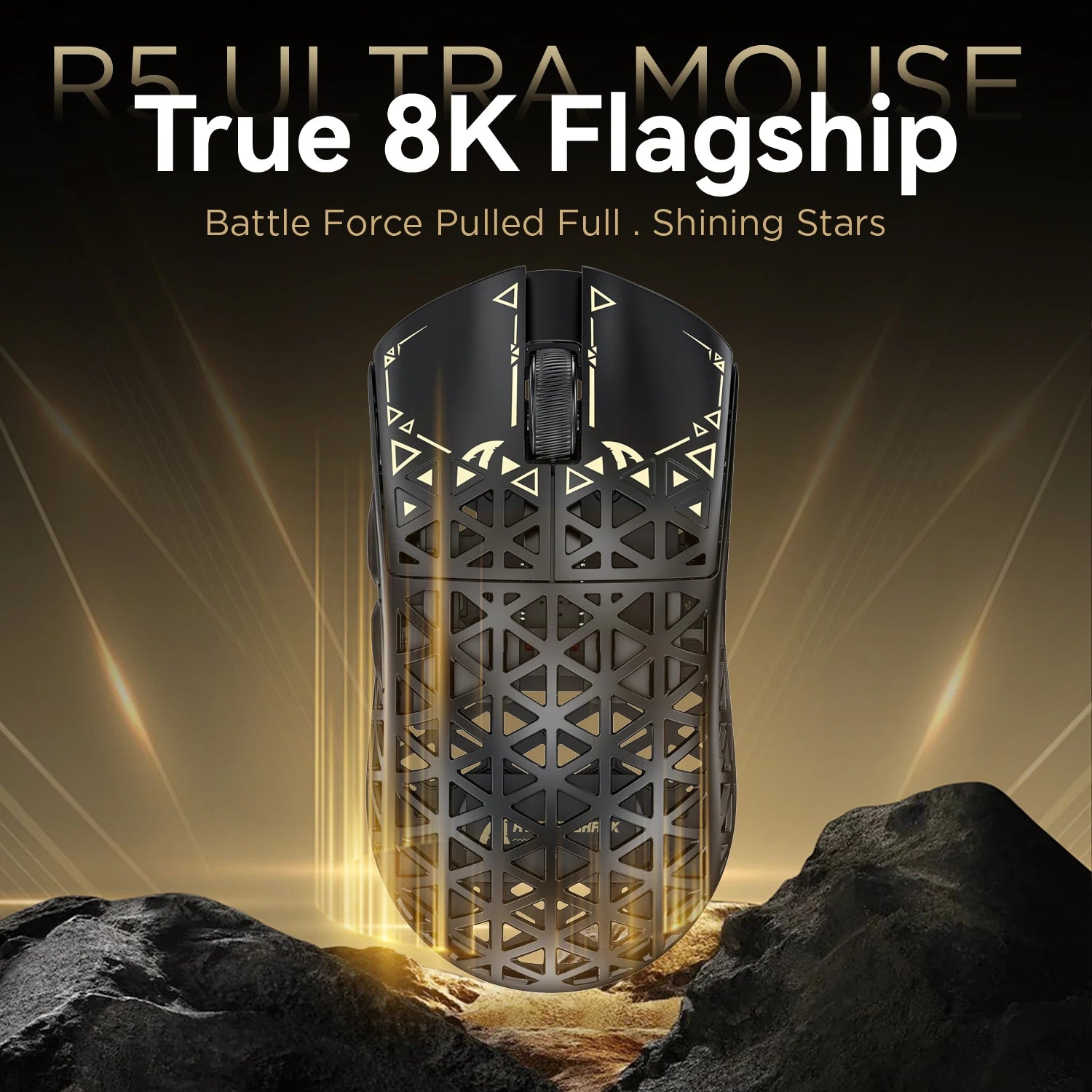 Attack Shark R5 Ultra Gaming Mouse 42g Carbon Fiber, 42000DPI, 8K Wireless, PAW3950MAX Sensor, Nordic52840, OMRON 100M Switches Oasis Select