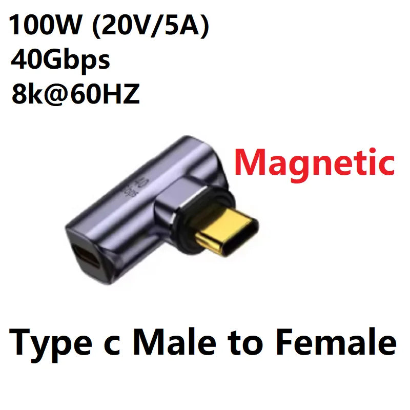 Type c USB C Male to Female USB4.0 Magnetic Adapter 8k USB C To Type C 40Gbps 100W 140W 5A Fast Charging Magnet Converter Oasis Select 100W Elbow