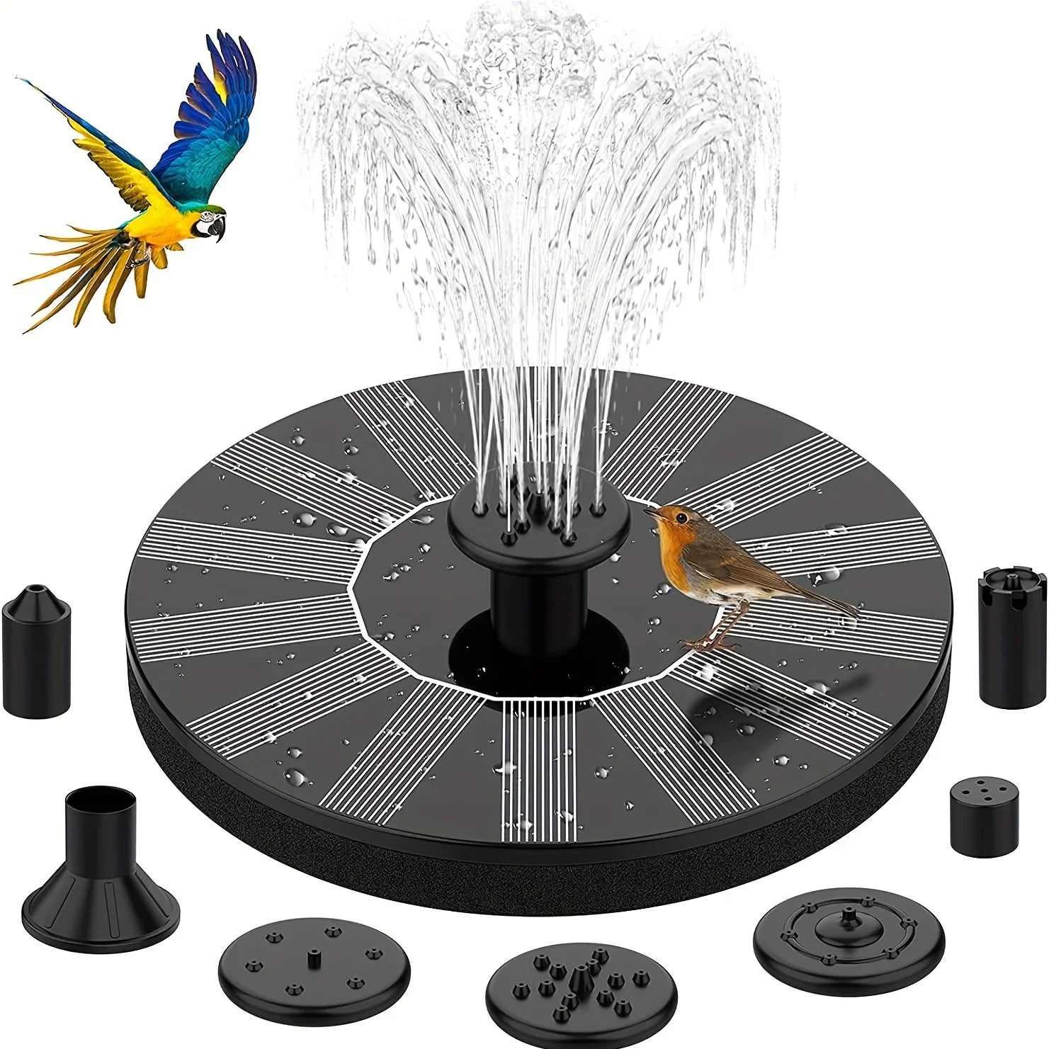 Solar Fountain Pump Energy-saving Plants Watering Kit Colorful Solar Fountain Solar Panel Bird Bath Fountain Outdoor Garden Pool Oasis Select 1.5W Without Battery