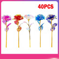 5pcs Colorful Luminous Rose Artificial Led Light Flower Gold Foil Rose Rainbow Simulation Bouquet Without Gift Colgifts For Girl Oasis Select 40PCS