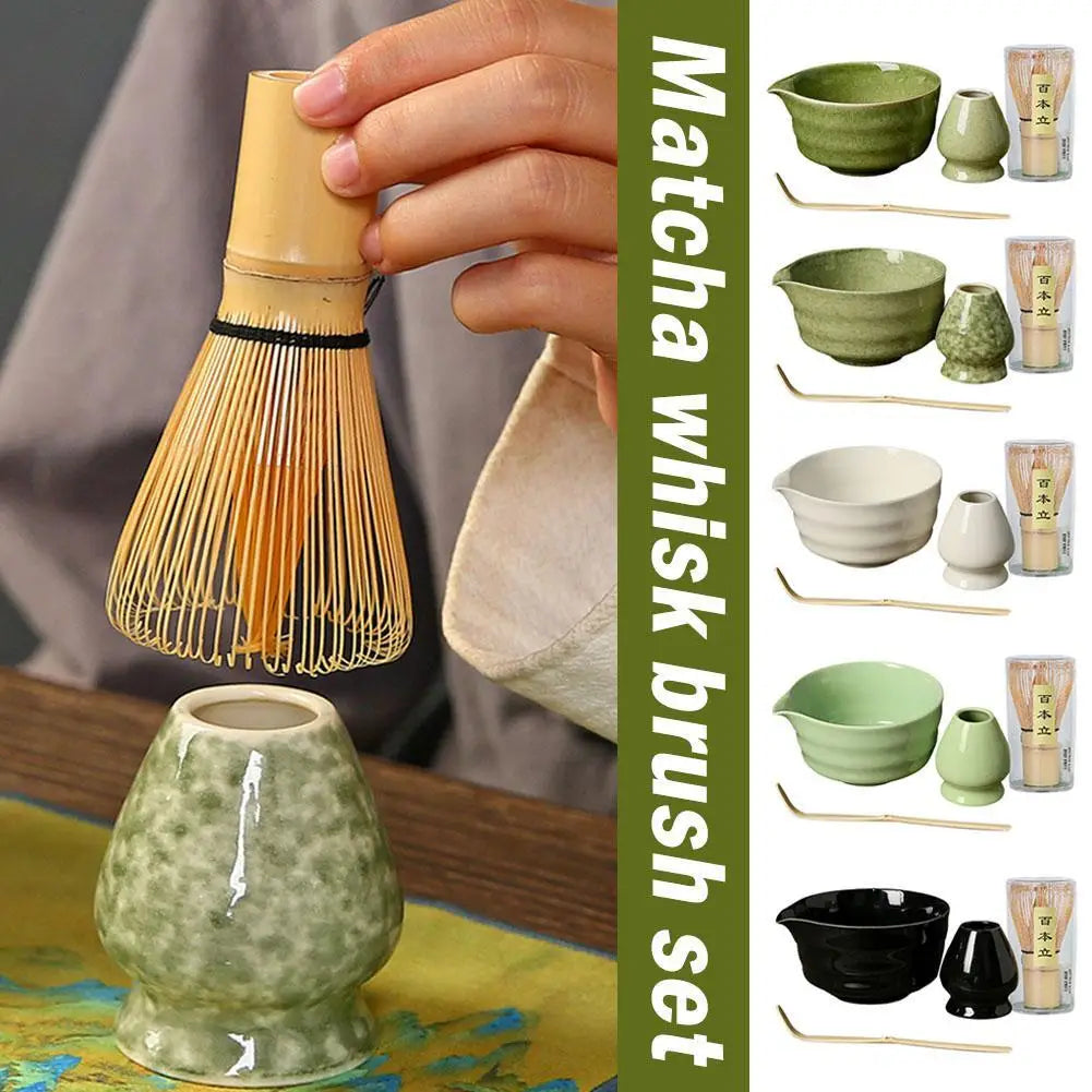 Japanese Ceramic Matcha Gift Set – Bowl, Whisk & Grinder 4pc