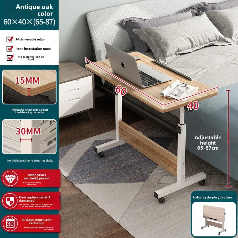 Folding table mobile small table bedside foldable lift coffee table standing with gurney bedside laptop desk Durable Oasis Select 60 40 Old Oak