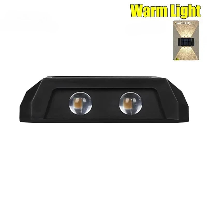 Solar Wall Light IP65 Waterproof LED Safety Light Up Down Lighting Easy Install Outdoor Patio Yard Garden Street Landscape Decor Oasis Select Warm light 4 wick