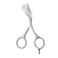 Professional Stainless Steel Eyebrow Scissors with Comb - Anti Allergic Ergonomic Dual Hand Design, Precise Shaping Oasis Select Silver