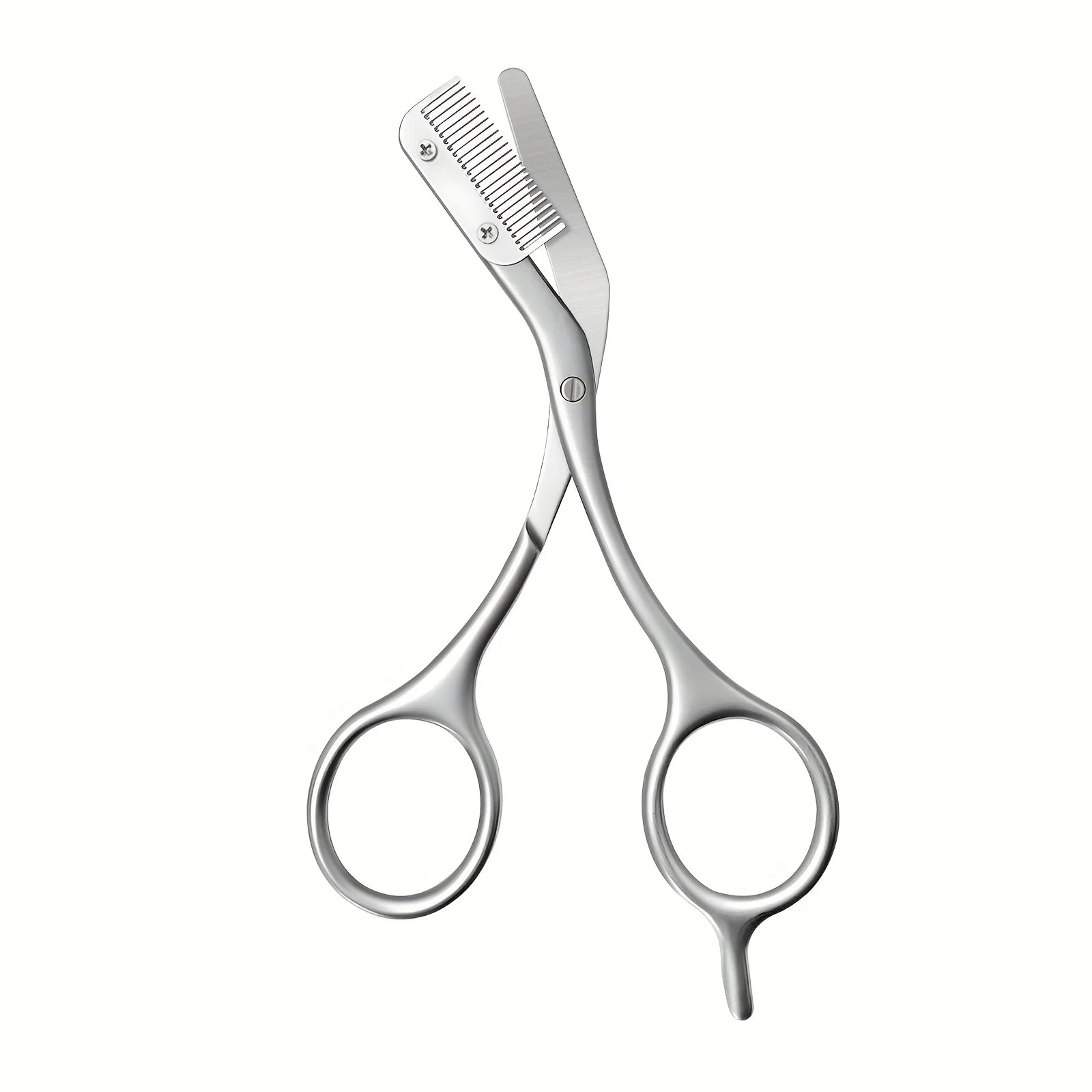 Professional Stainless Steel Eyebrow Scissors with Comb - Anti Allergic Ergonomic Dual Hand Design, Precise Shaping Oasis Select Silver