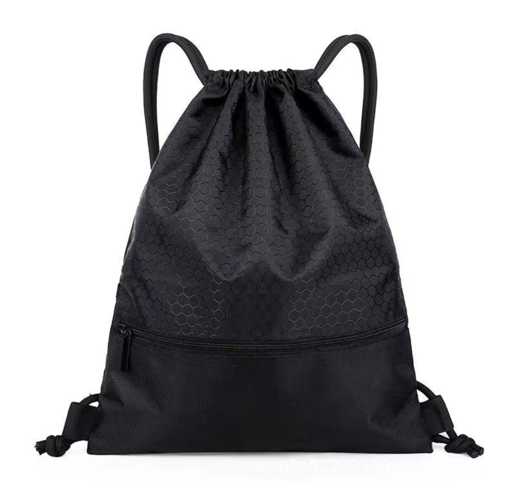 Large Drawstring Backpack – Lightweight Nylon Gym & Sports Bag Drawstring Sports Backpack Oasis Select Black