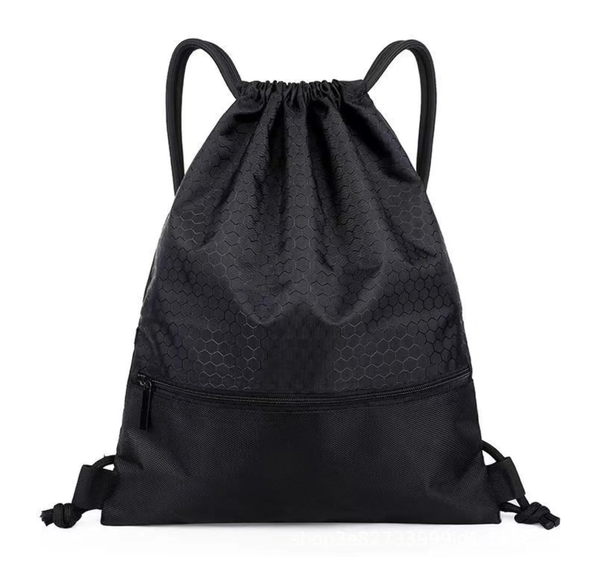 Large Drawstring Backpack – Lightweight Nylon Gym & Sports Bag Drawstring Sports Backpack Oasis Select Black