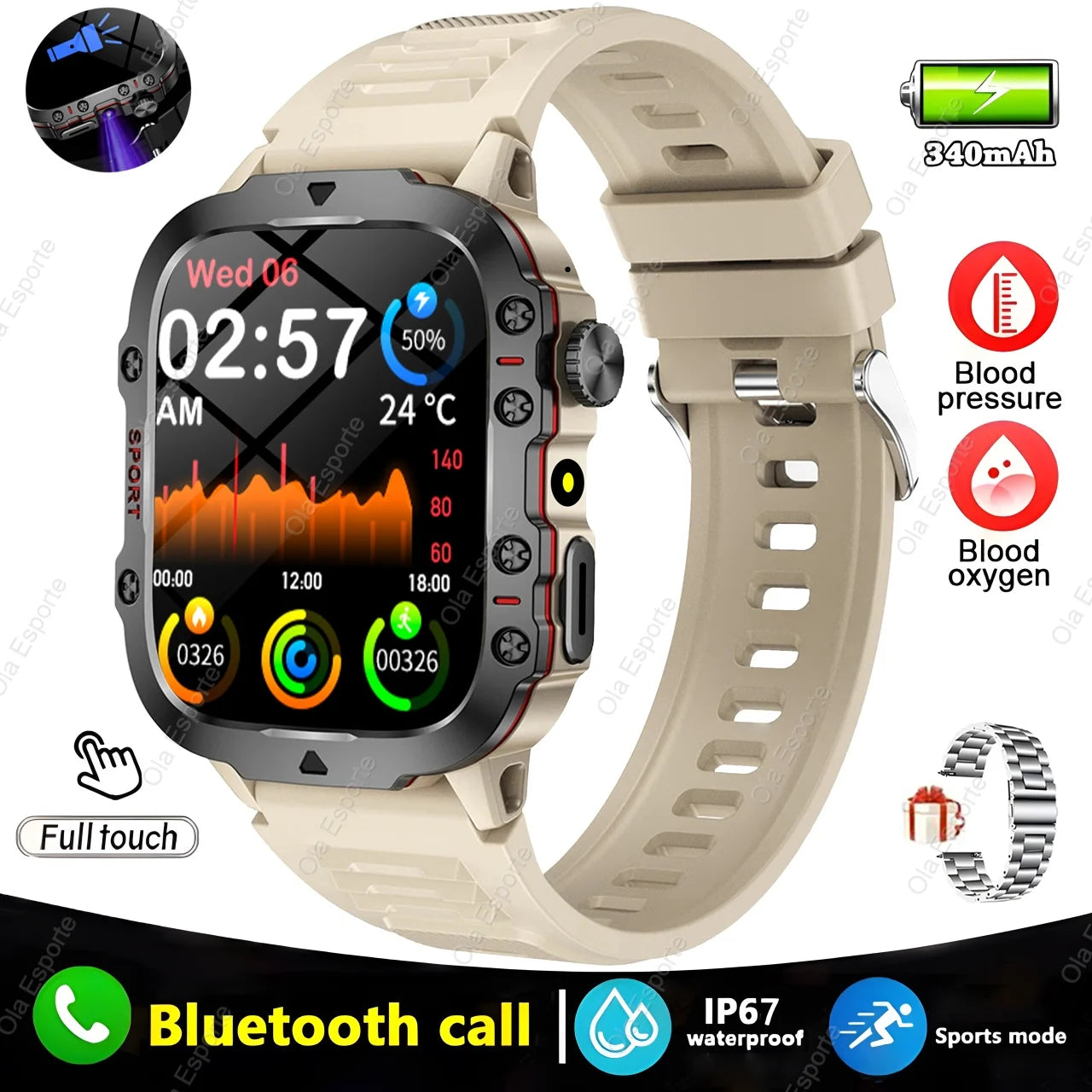 Ola Esporte Smart Watch – Bluetooth Call, Fitness, IP67