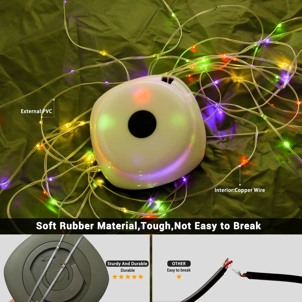 Camping String Lights,33Ft Light with Lanterns (2 in 1 Design),Camping Lights 2000mAh,IPX6 Waterproof,Rechargeable Flashlights Oasis Select