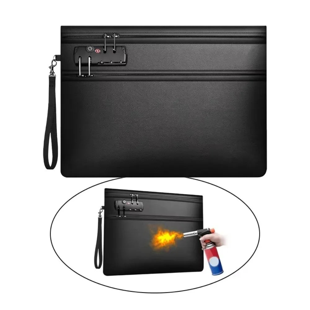 Lockable Fireproof Document Bag Waterproof Heat-resistant Safety File Folder Dustproof Large Capacity Important File Storage Bag Oasis Select