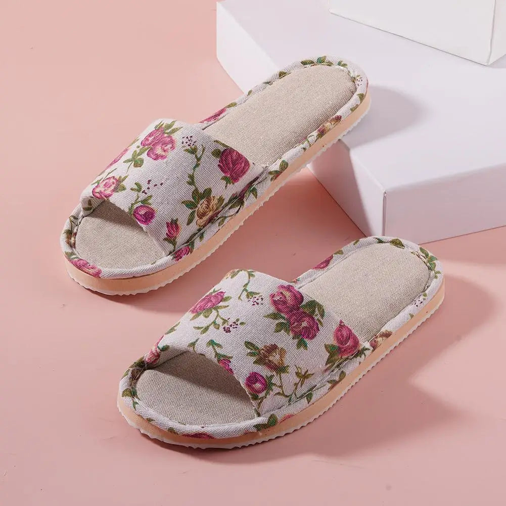 Fashion Floral Slippers Women Casual Comfortable Indoor Home Flat Shoes Anti Slip Sandals Spring Autumn September Essential Oasis Select