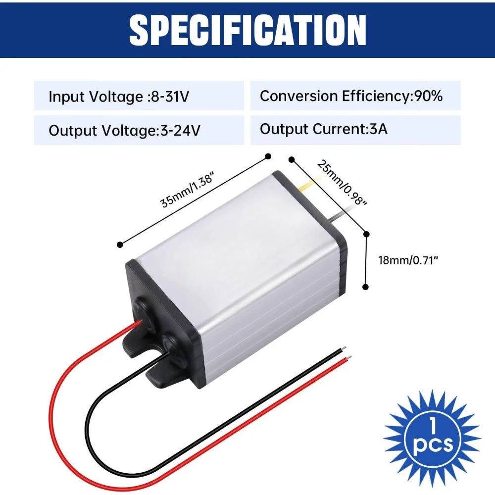 DC To DC Voltage Reducer Converter 8-31V Step Down To 3-24V 3A Power Supply Module Buck Transformer For Truck Golf Cart Club Car Oasis Select