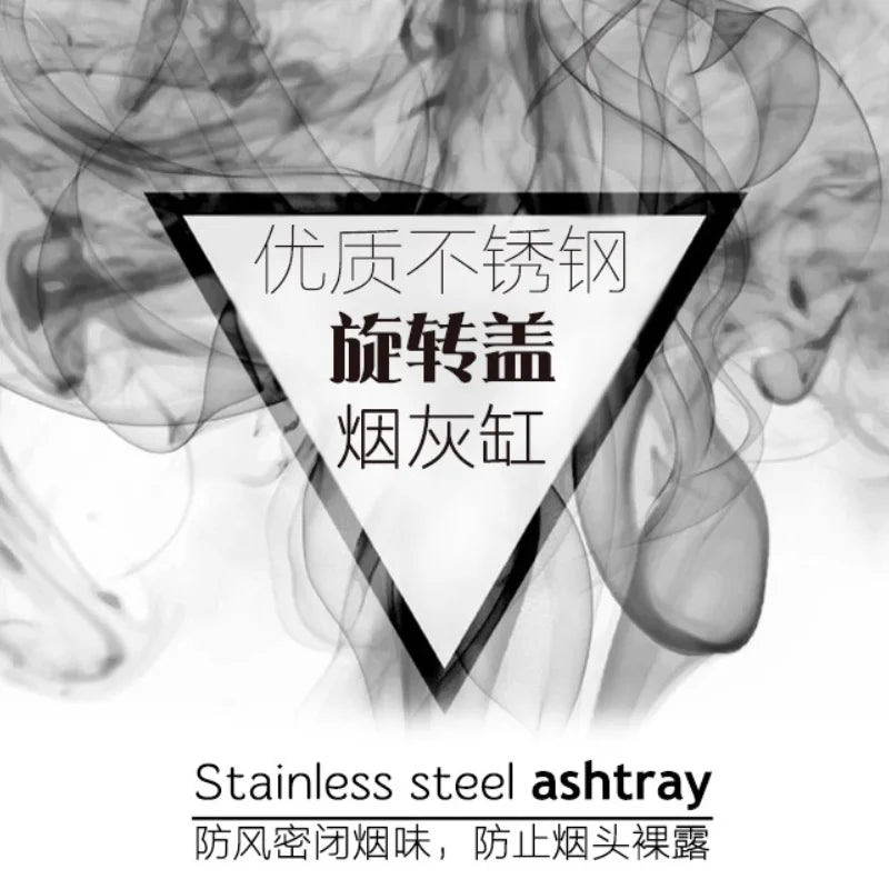 Stainless Steel Ashtray with Lid Seal European Creative Living Room Decoration Windproof Office Men's Square Ashtray Oasis Select
