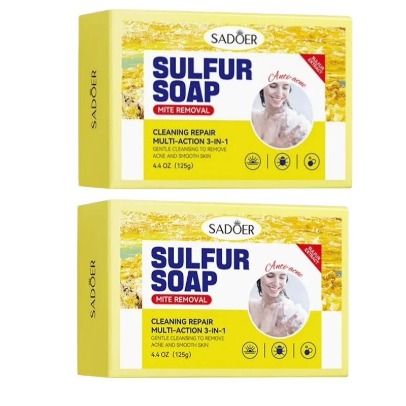 Sadoer Sulfur Cleansing Soap – Face & Body Moisturizing Bar Facial Cleansing Soap Oasis Select 2Pcs