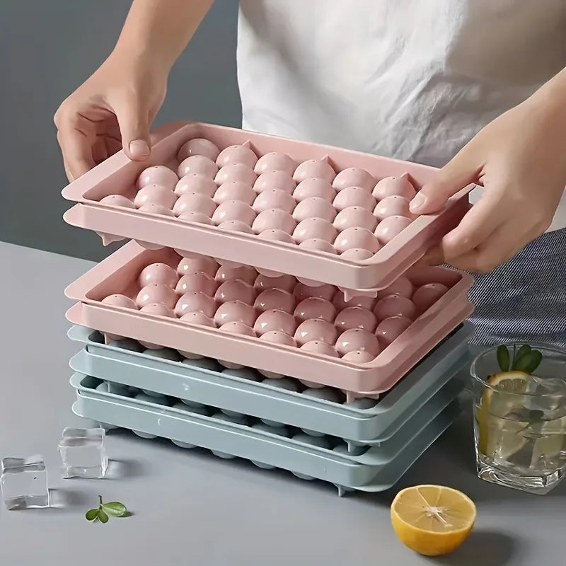 33-Cavity Round Silicone Ice Cube Tray for Making Clear Ice Balls & Spheres Beverages, Kitchen Use, Cocktail Ice Mold Stylish Oasis Select