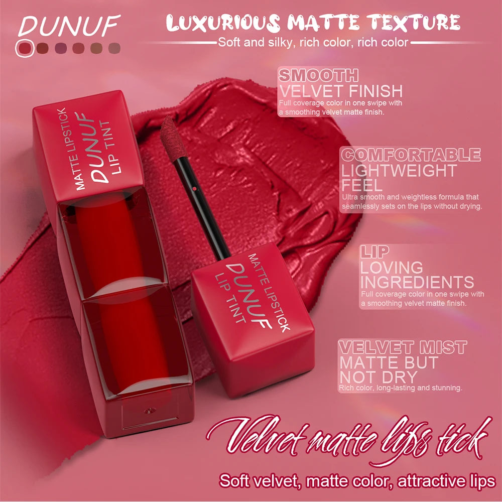 Liquid Velvet Matte Lipstick Long-lasting Waterproof Lip Gloss Lip Glaze Non-Stick Cup Nude Red High Pigment Y2K Christmas Gift Oasis Select