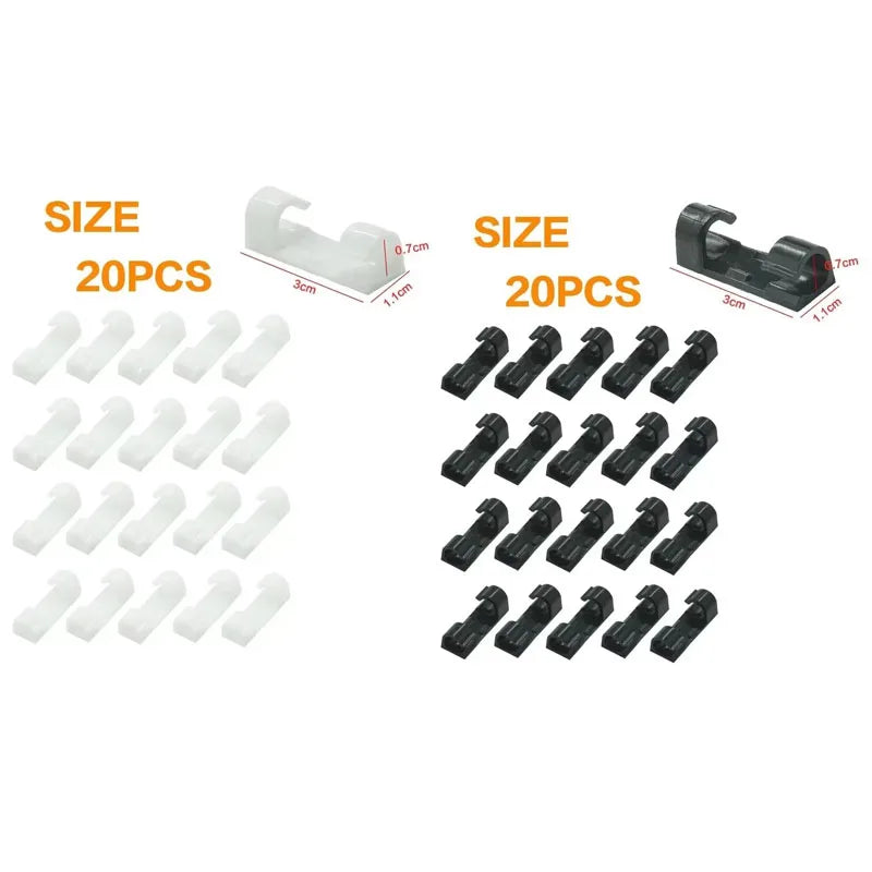 20/40pcs Adhesive Cable Clips Wire Holder For Wall Strong Self-Adhesive Stickers Cord Management Organizer For Desk Car Office Oasis Select Small Mixed 40PCS