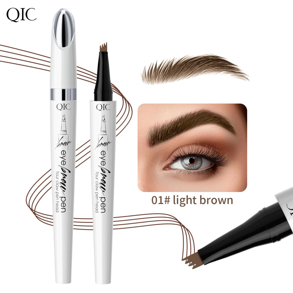 QIC Waterproof Microblading Eyebrow Pen – 4-Tip Natural Brow Look