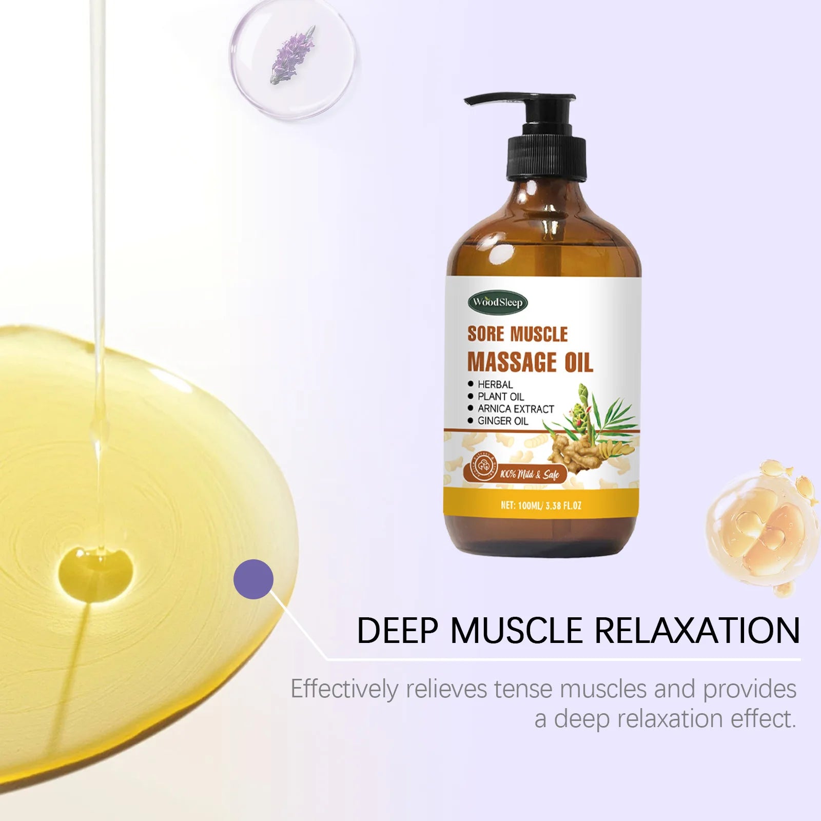 WOODSLEEP Ginger Massage Oil – Lymphatic & Muscle Relief Body Massage Oil Oasis Select
