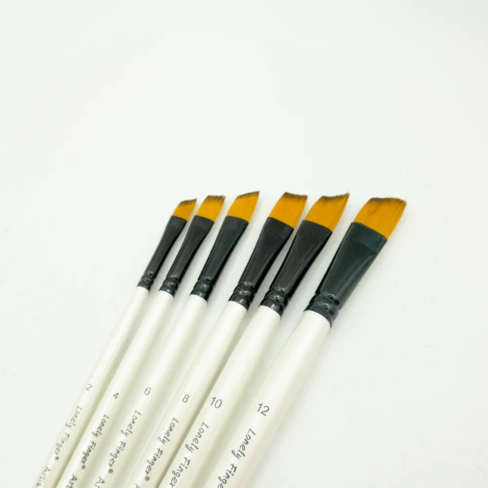 Angular Paint Brushes,6 PCS Different Size Professional Angled Paint Brush for Acrylic Watercolor Gouache Oil Painting,Highly Ab Oasis Select