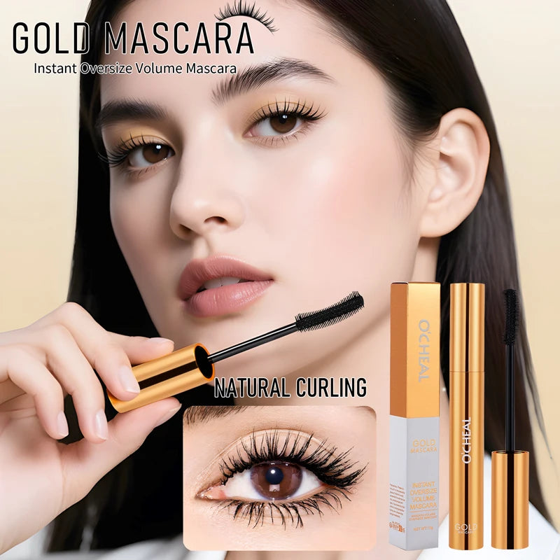 O'CHEAL Gold Mascara Balck Mascara 3D Silk Thick Curly Lengthen Eyelashes Quick-Dry Not Easy To Smudge Long-lasting Waterproof Oasis Select