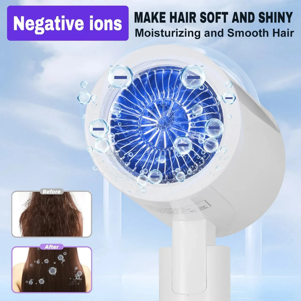URGGU 2600W Folding Ionic Hair Dryer – Ceramic, 3-Speed, EU Plug
