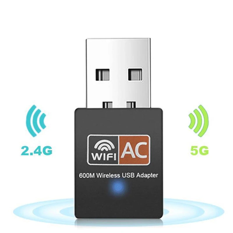 600Mbps Wireless USB WiFi Adapter Receiver Wifi Dongle PC Network Card Dual Band Wifi 2.4GHz 5Ghz Adapter For Laptop Computer Oasis Select