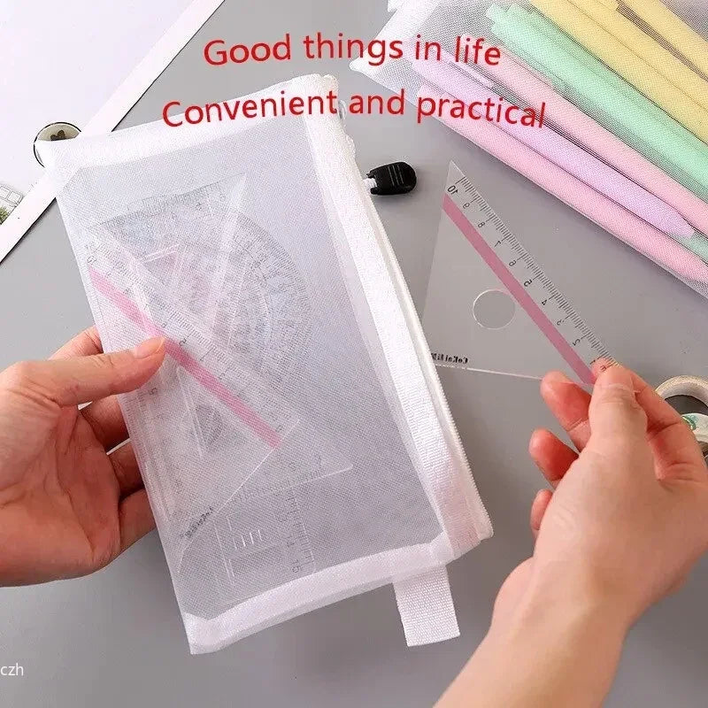 3-Pack Transparent Mesh Zipper Document Bags | Stationery Mesh Document Bag Oasis Select